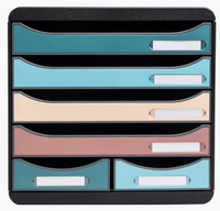 Exacompta Big box maxi, schubladenbox mit 6 schubladen, skandi - farben sortiert - neu