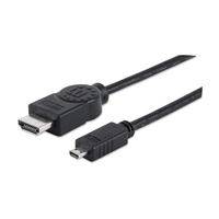 Manhattan High Speed HDMI-Kabel mit Ethernet-Kanal, HEC, ARC, 3D, 4K@30Hz, HDMI-Stecker auf Micro-HDMI-Stecker, geschirmt, schwarz, Polybag, 2 m