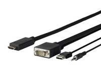Vivolink PROVGAHDMI3 câble vidéo et adaptateur 3 m HDMI VGA (D-Sub) + 3.5mm + USB Type-A Noir